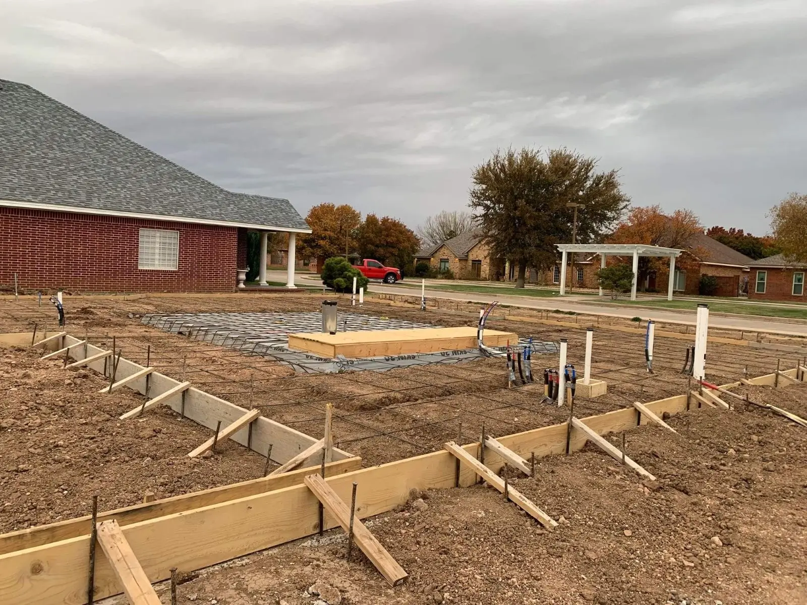 Residential foundation rebar and plywood forms